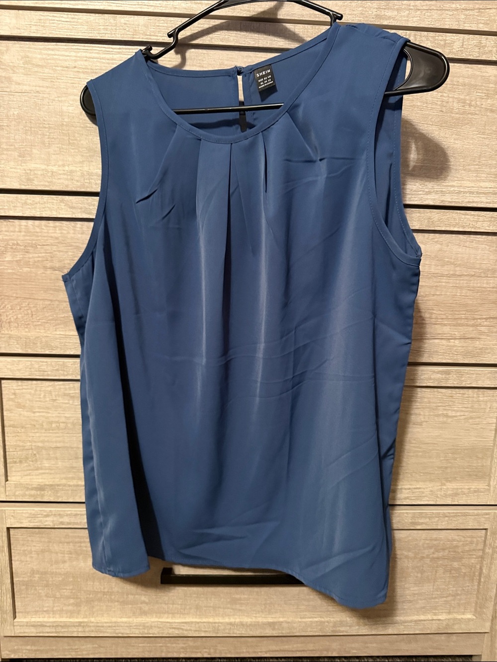 SHEIN Blue Pleated Sleeveless tank blouse